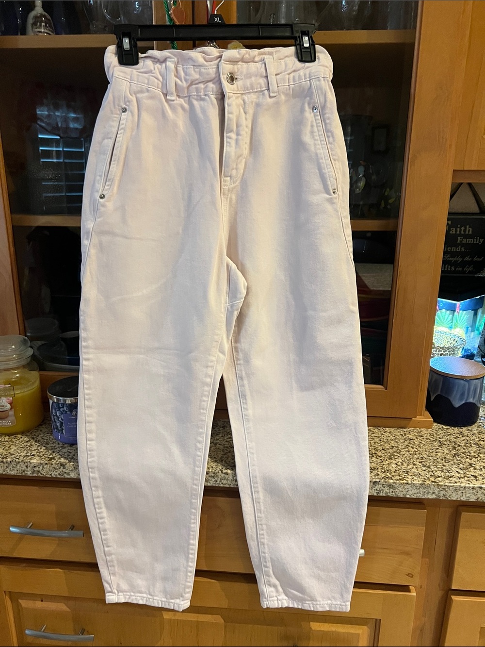 Zara White High-Waist Paperbag Jeggings
